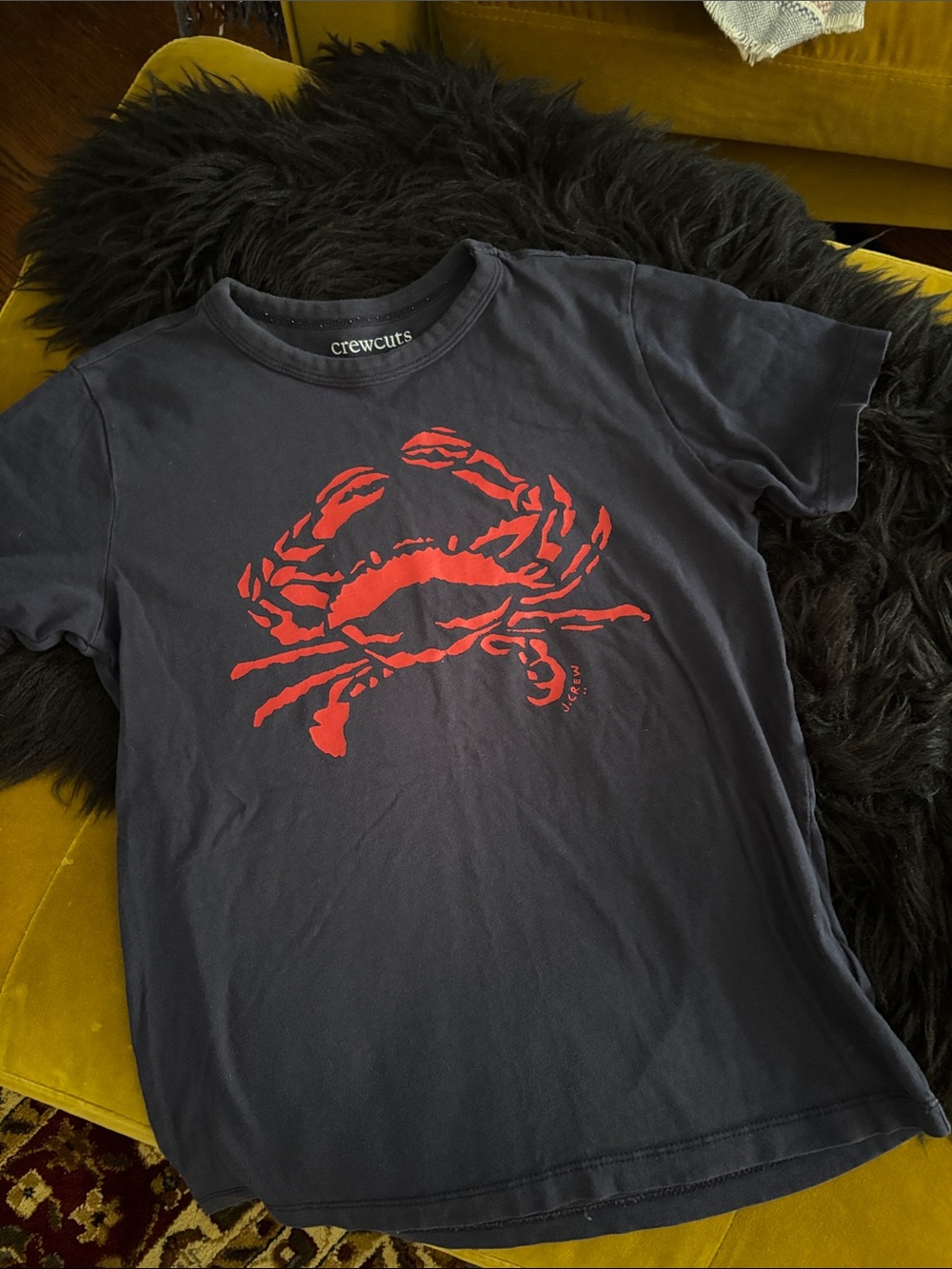 Boys Navy Blue Crewcuts Crab T-shirt M 8 9